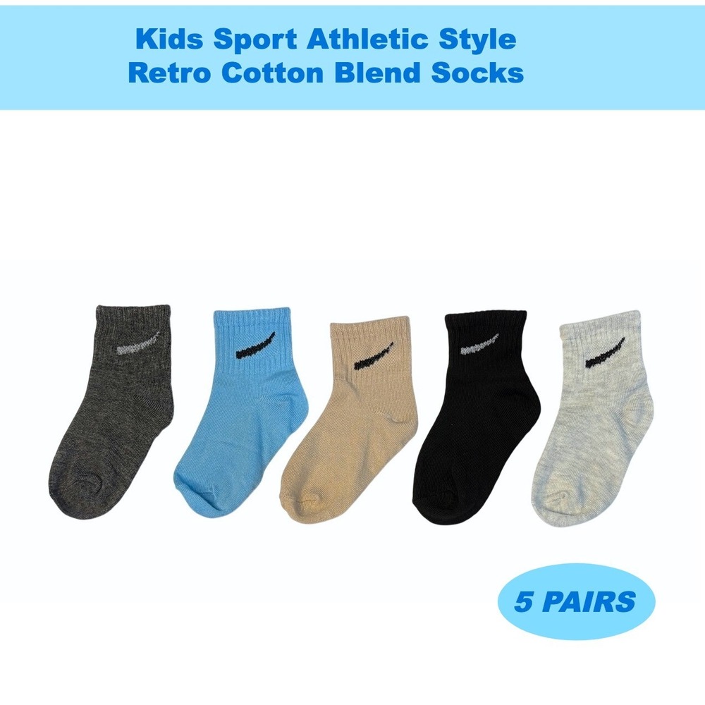 All Seasons Athletic Kids Retro Socks SMALL 2-5 YO Cushioned Ribbed Colorful 5pk